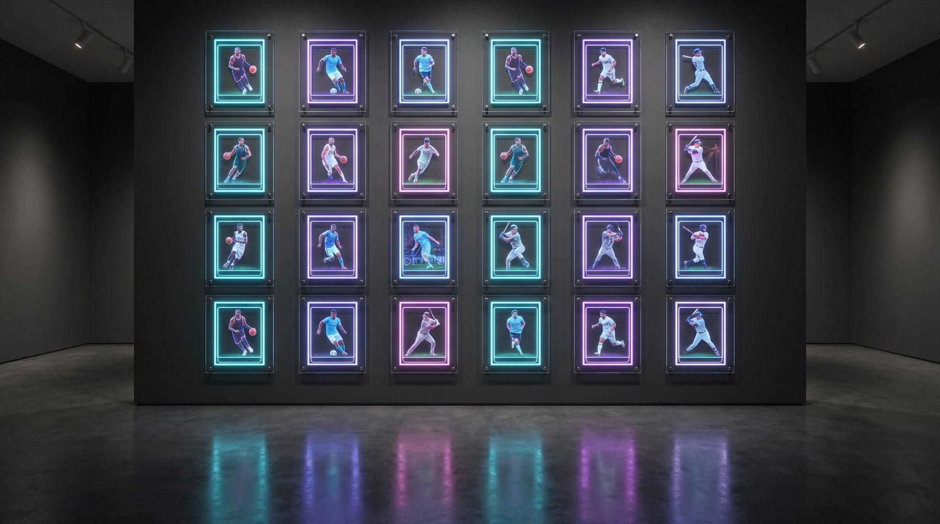 A wall of tokenized cards arranged like a gallery