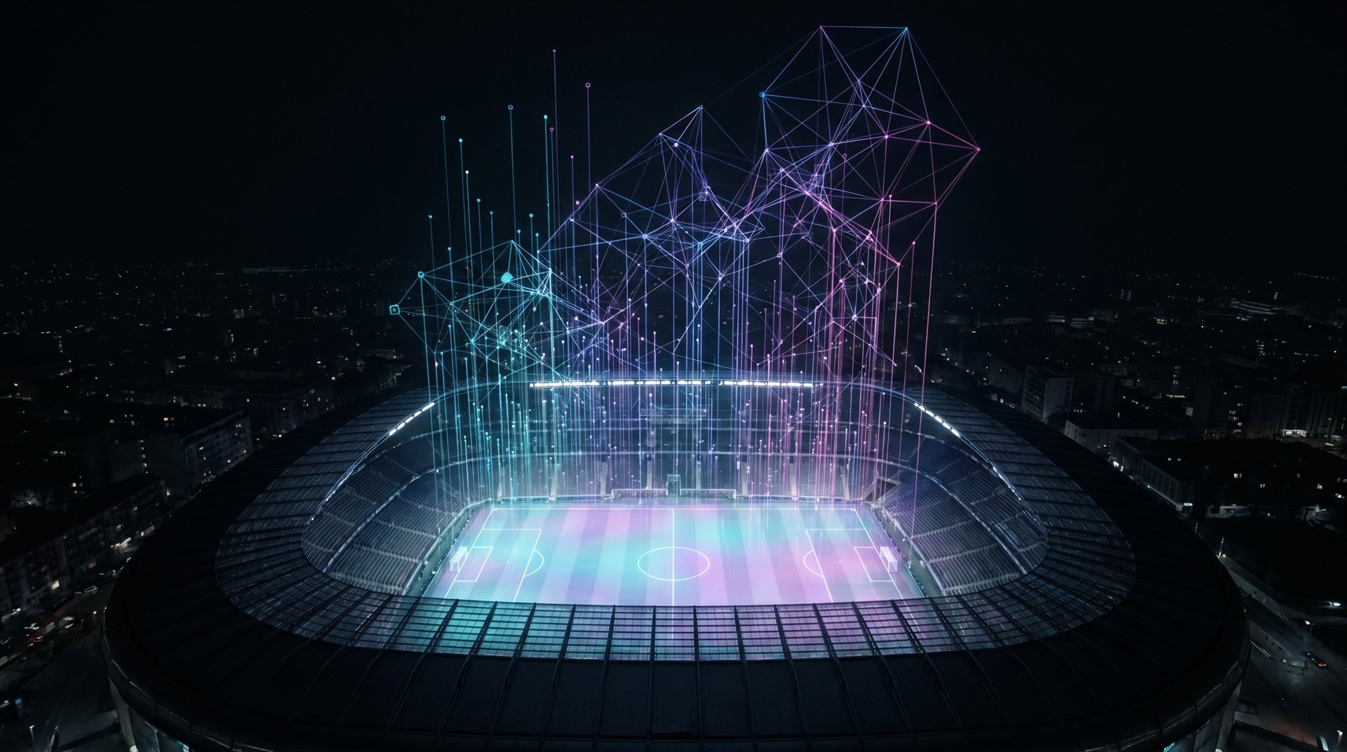 Abstract sports data streaming around a basketball player silhouette